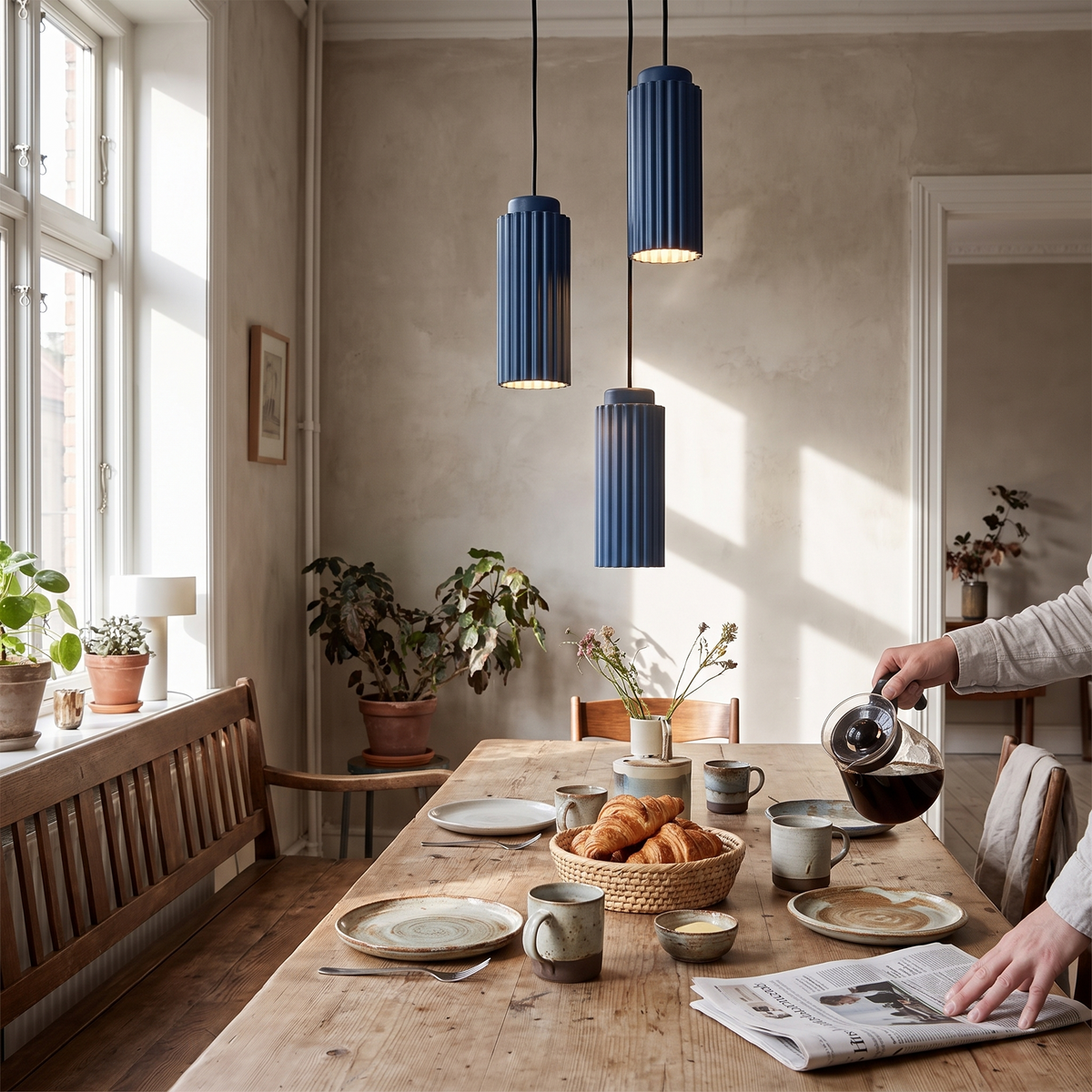 NordicGlow Fluted Glass Pendant Light in a lifestyle setting