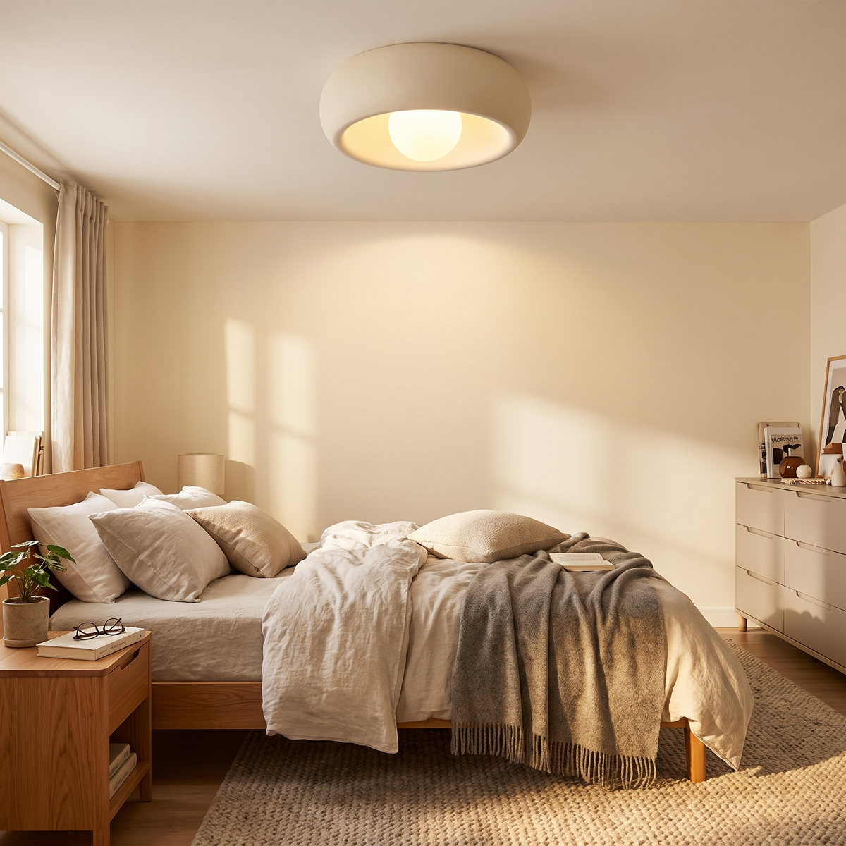 Minimalist Circular Ceiling Lamp in a lifestyle setting