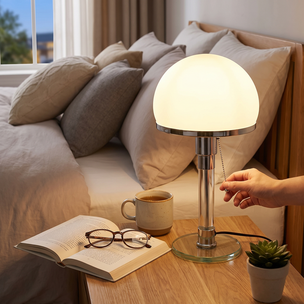 Bauhaus Glass Dome Table Lamp in a lifestyle setting