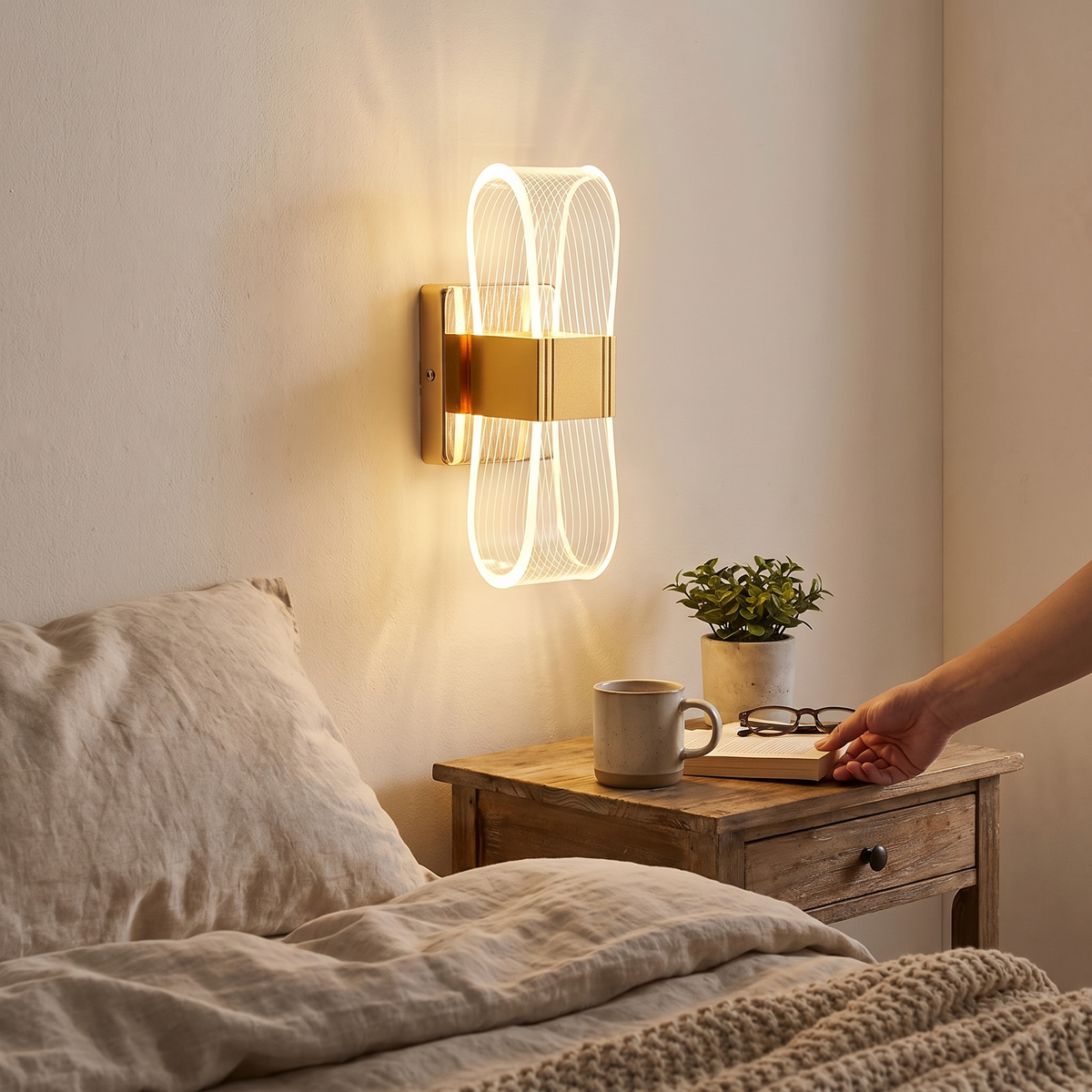 Nordic Looped Aluminium LED Wall Lamp in a lifestyle setting