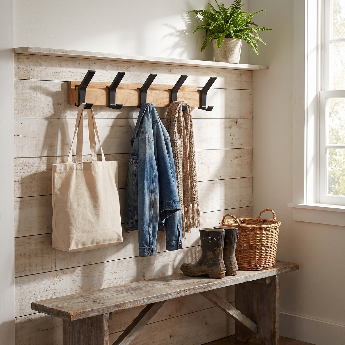 Nordic Wall-Mounted Coat Rack in a lifestyle setting