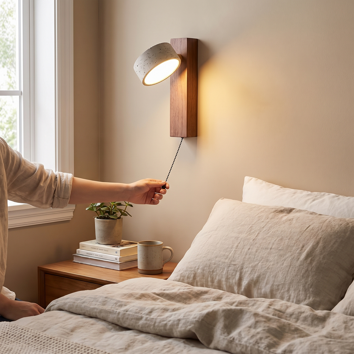 Éclat Wabi-Sabi Headboard Wall Lamp in a lifestyle setting