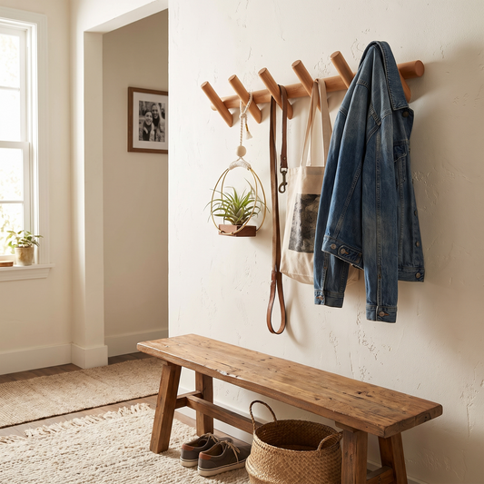 Maeve Solid Oak Wall Rack in a lifestyle setting