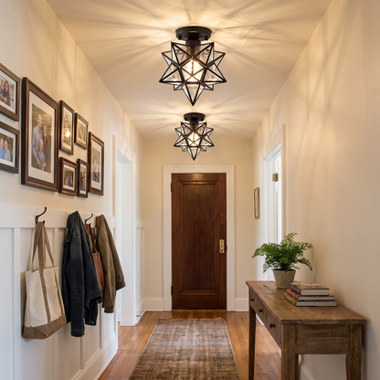 Xelio Geometric Star LED Ceiling Lamp in a lifestyle setting
