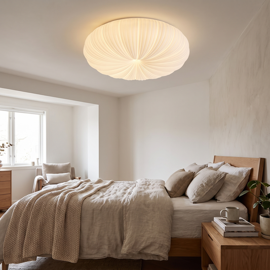 Olara Pleated LED Flush Ceiling Light in a lifestyle setting
