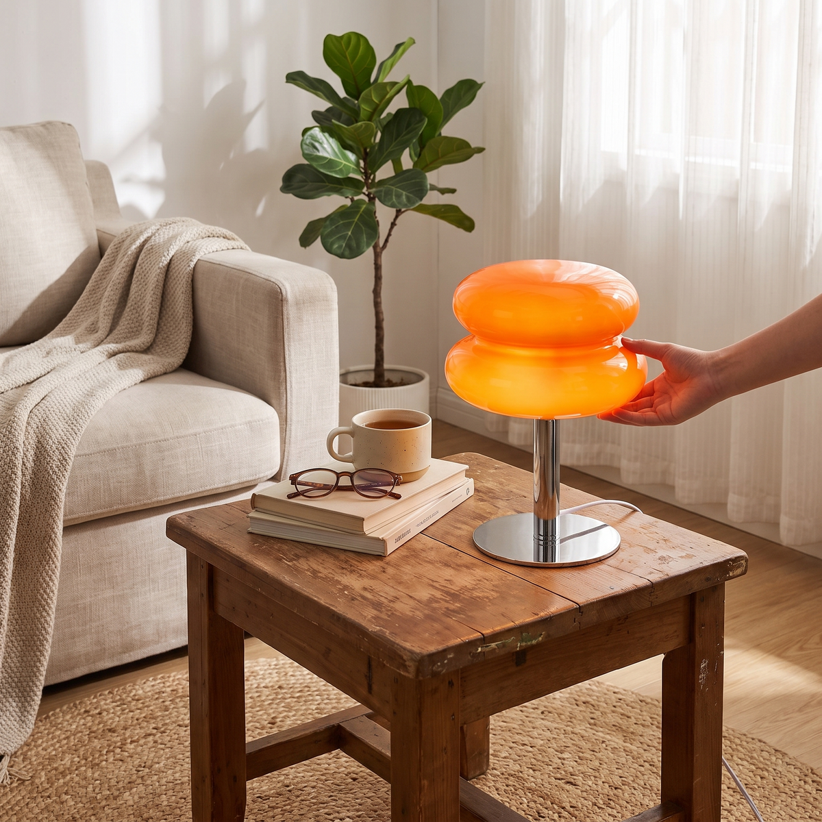 Italian Designer Glass Table Lamp in a lifestyle setting