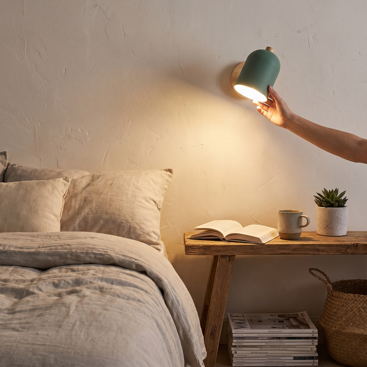 Drelis Scandinavian Wooden Wall Lamp in a lifestyle setting