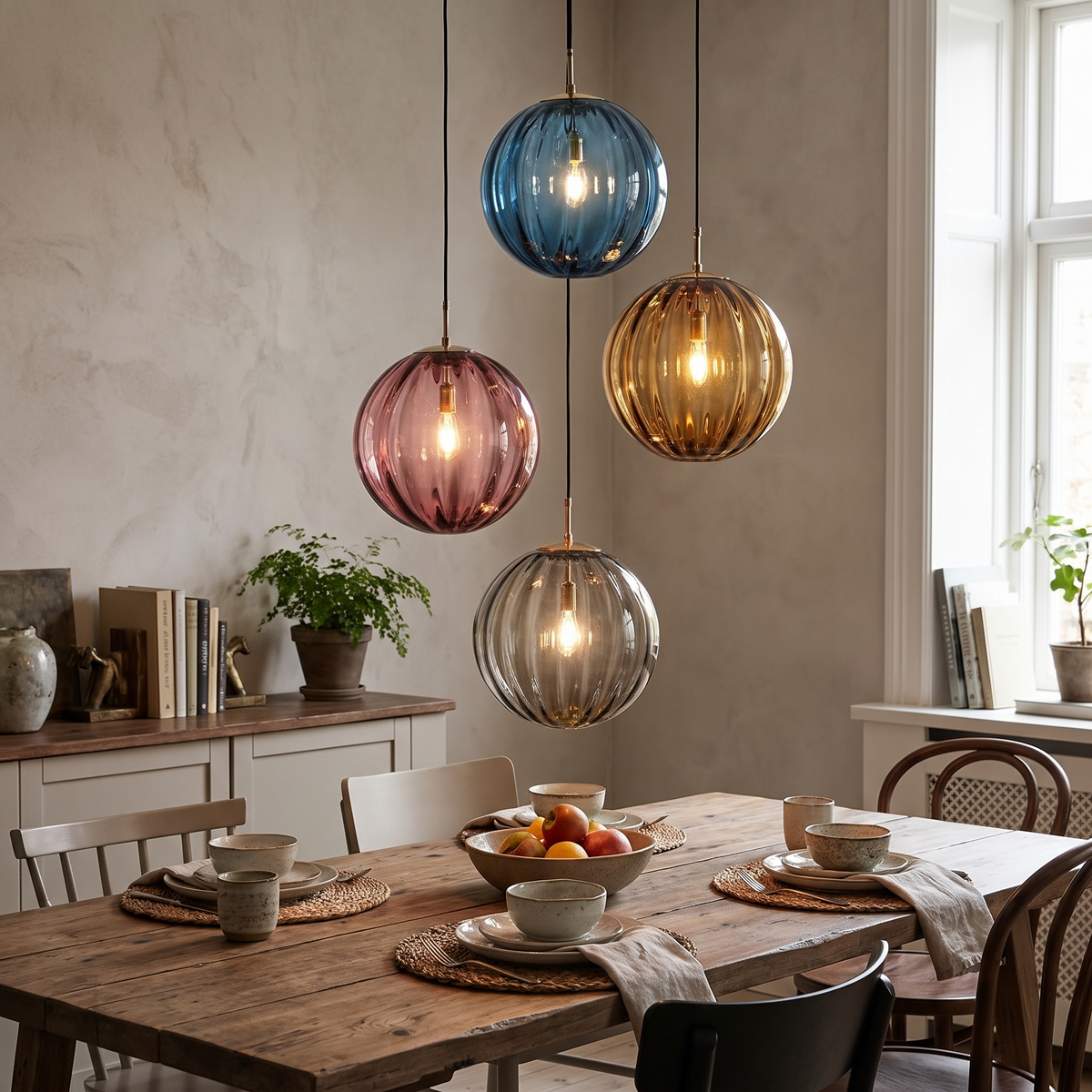 Modern Glass Ball Pendant Light in a lifestyle setting