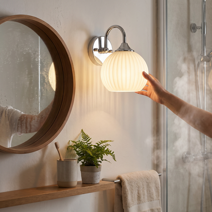 Quashion Ribbed Glass Wall Lamp in a lifestyle setting