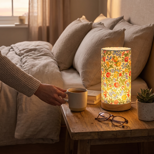 Modern Wooden USB Table Lamp in a lifestyle setting