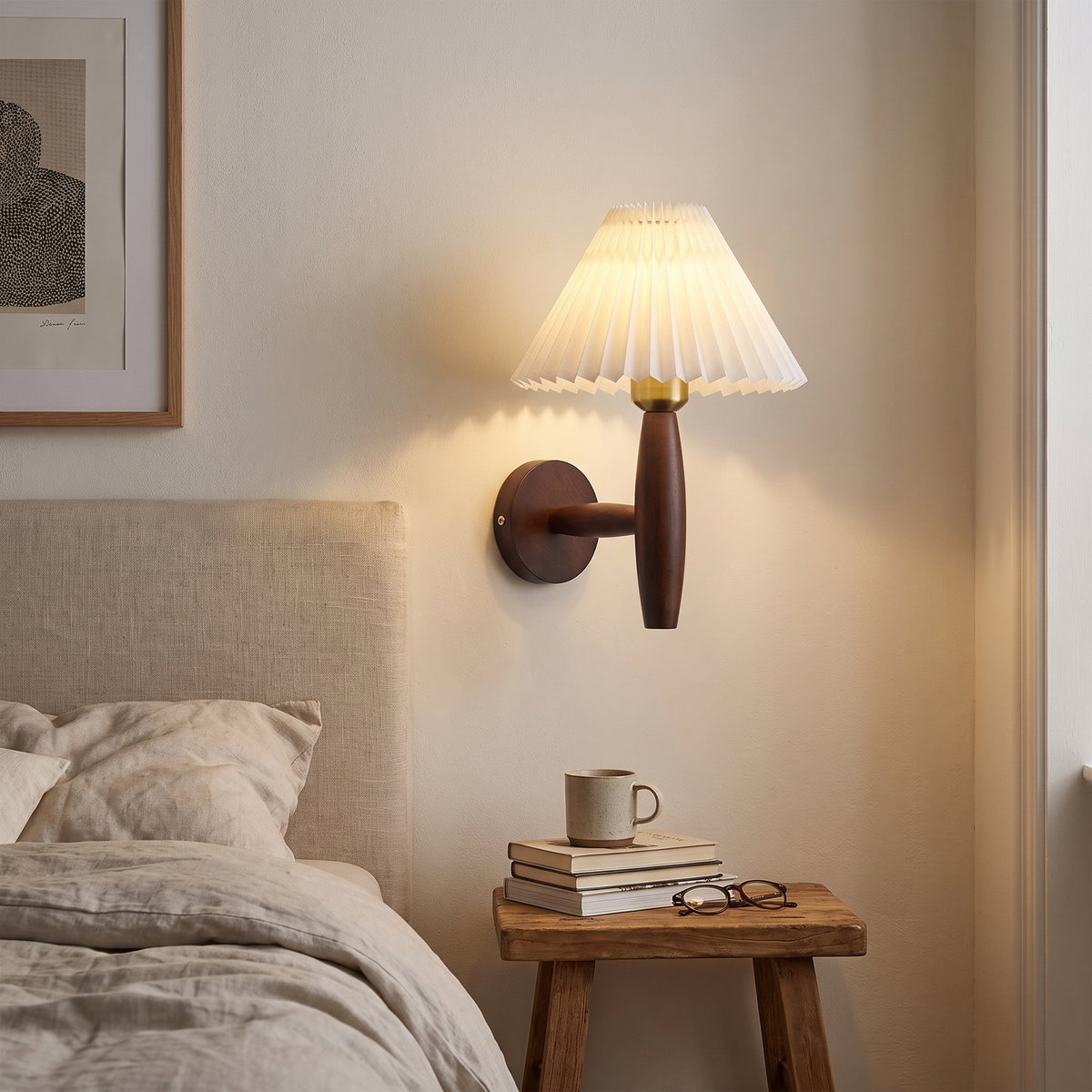 Nordic Wooden Pleated Wall Sconce in a lifestyle setting