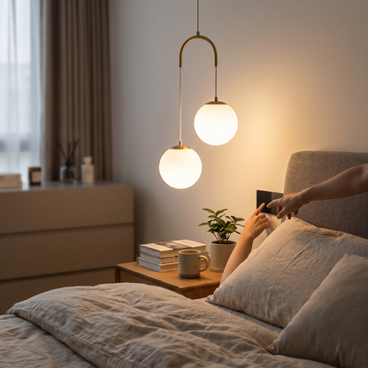 Luna Opal Glass Globe Pendant Light in a lifestyle setting