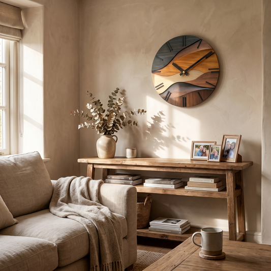 Artistic Round Wall Clock in a lifestyle setting