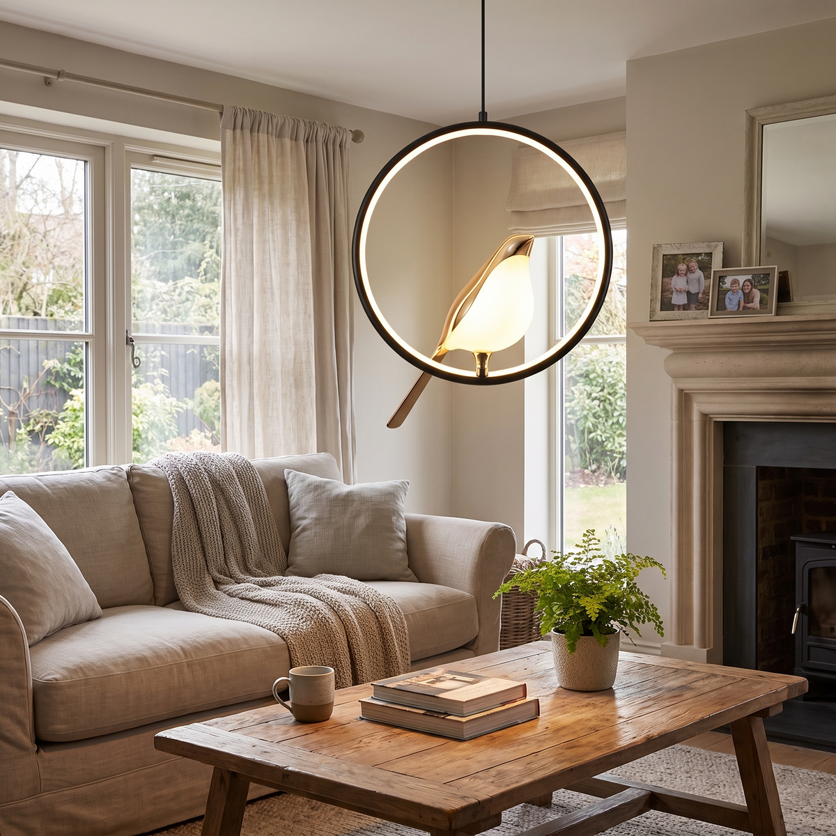 Magpie Bird Pendant Light in a lifestyle setting