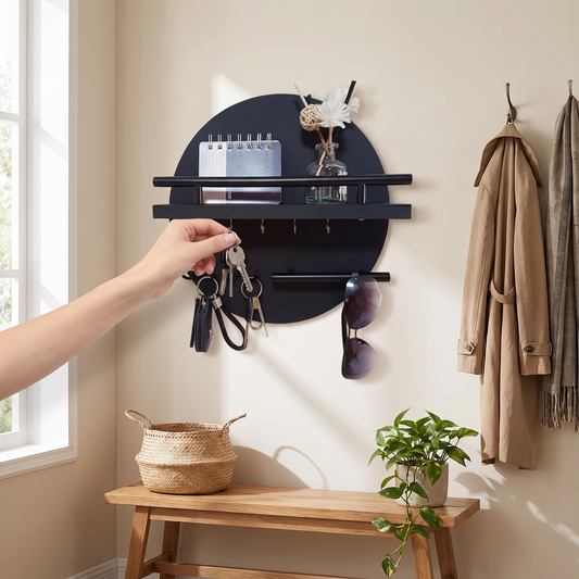 Round Wooden Key Holder in a lifestyle setting