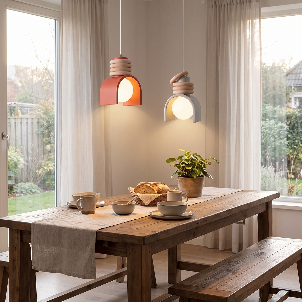 Wabi-Sabi Resin Pendant Light in a lifestyle setting
