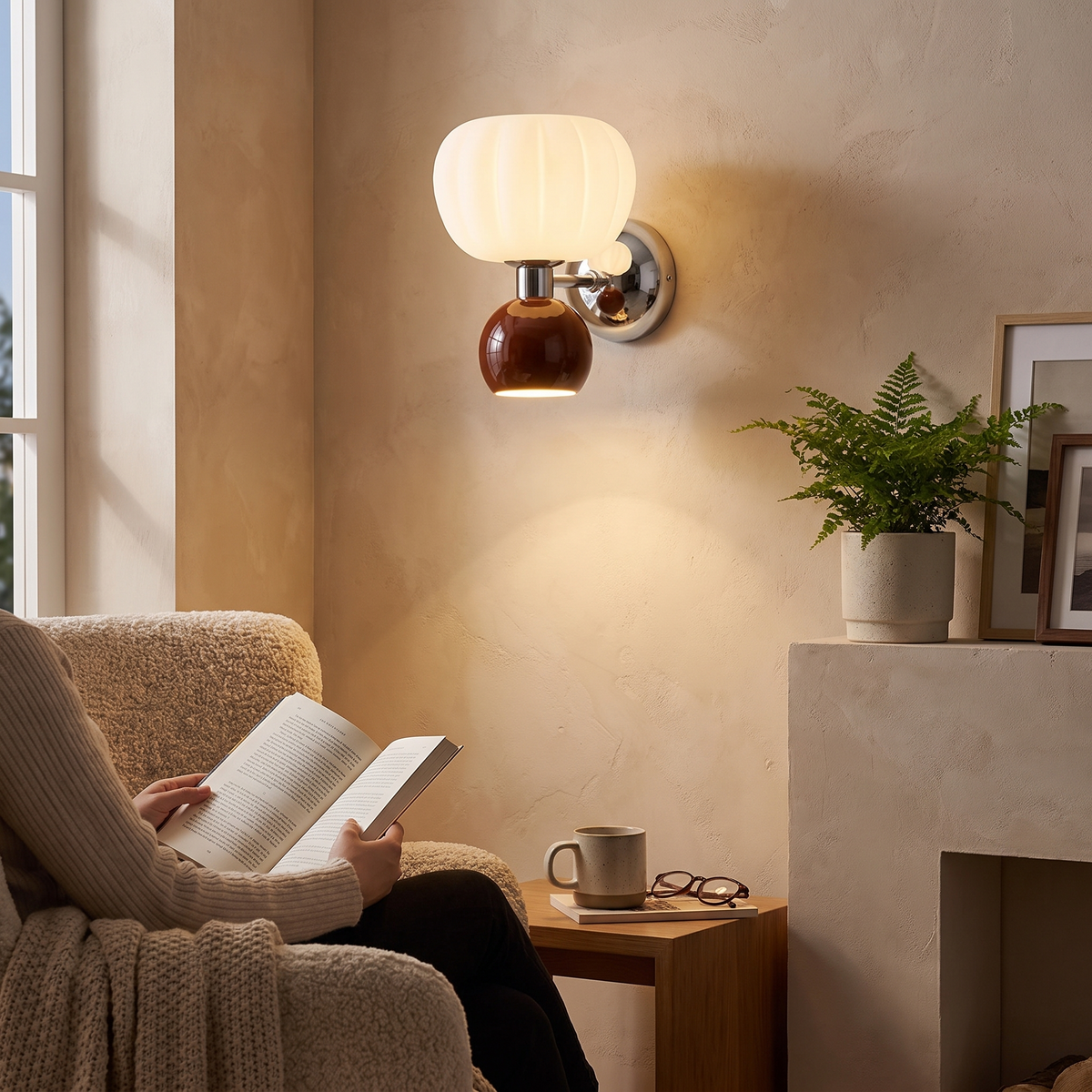 Nordic Pumpkin Glass Wall Lamp in a lifestyle setting