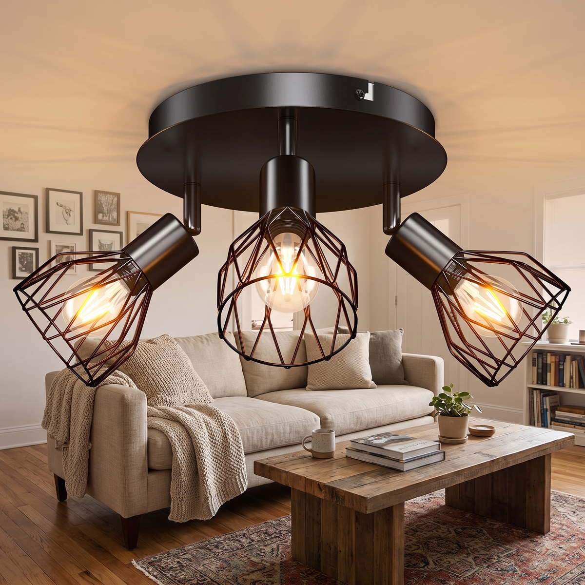 Industrial Adjustable Spotlight Ceiling Light in a lifestyle setting