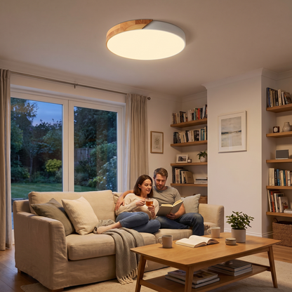 Nordic Wooden LED Ceiling Light in a lifestyle setting