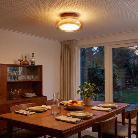 June Retro Glass Flush Mount Ceiling Light in a lifestyle setting