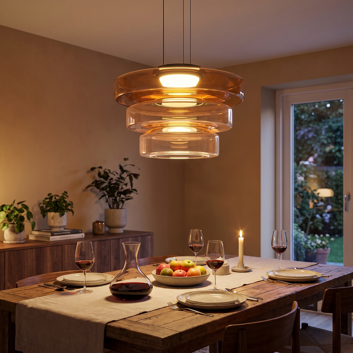 Bauhaus Layered Glass Pendant Lamp in a lifestyle setting