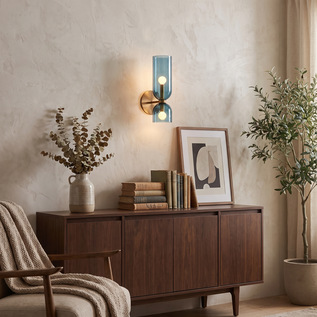 Nordic Smoked Glass Tube Wall Lamp in a lifestyle setting