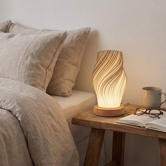 Modern LED Swirl Table Lamp in a lifestyle setting