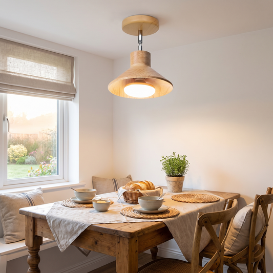 NordicWood Timber Cone Ceiling Lamp in a lifestyle setting