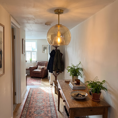 Vintage Amber Bubble Glass Ceiling Light in a lifestyle setting