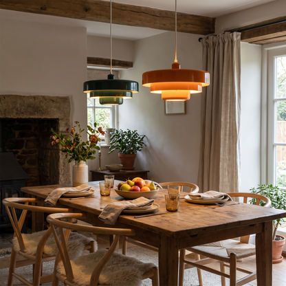 Nordic Vintage Multi-Layered Pendant Lamp in a warm living space