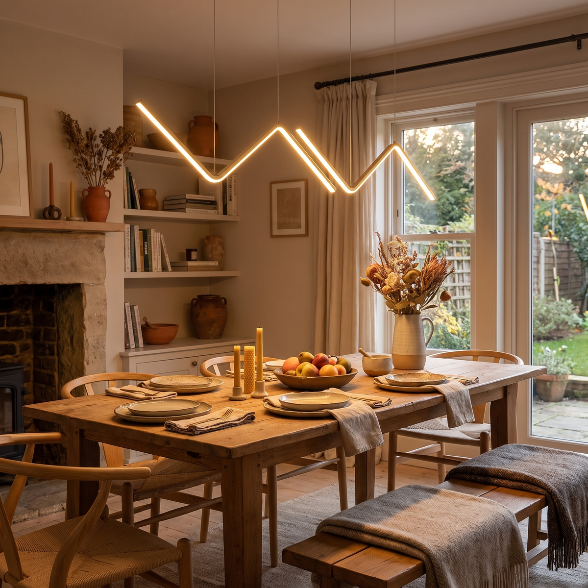 Aluminium Dining Pendant Lamp in a warm living space