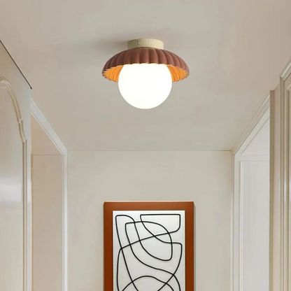 Deckenleuchte für den Flur aus geripptem Eisen und Glas