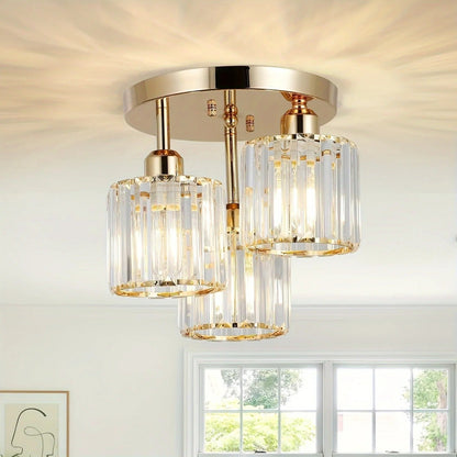 Gold Crystal 3-Light Ceiling Light
