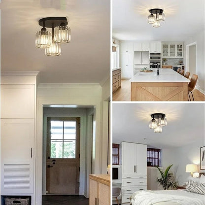 Gold Crystal 3-Light Ceiling Light