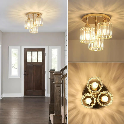 Gold Crystal 3-Light Ceiling Light