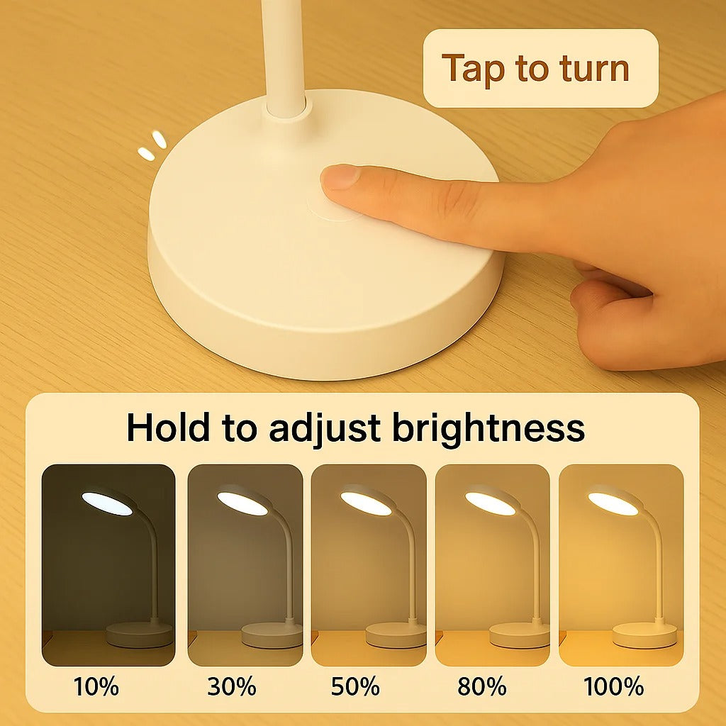 Swan-Neck LED Desk Lamp with USB Charging