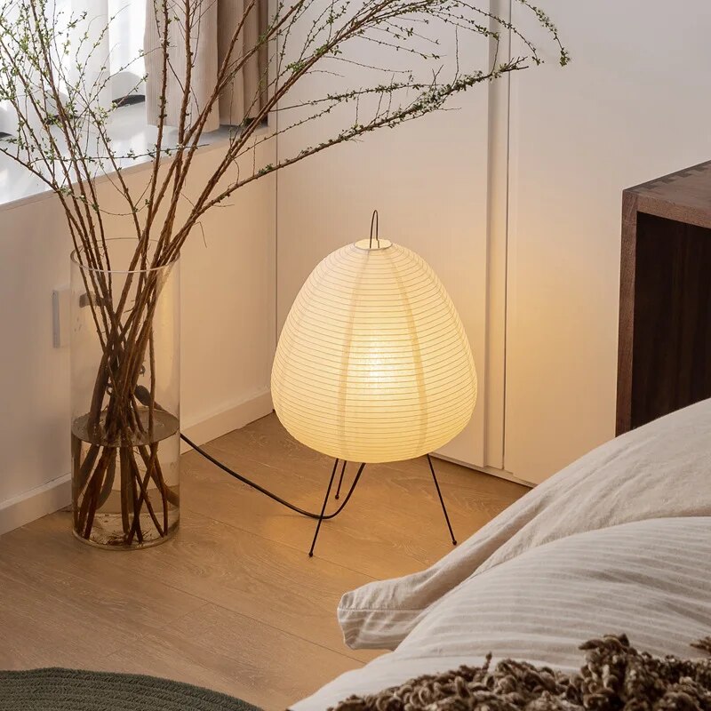 Japanese Rice Paper Tripod Table Lamp