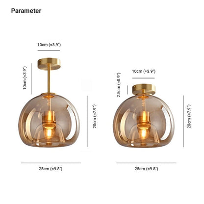 Vintage Amber Bubble Glass Ceiling Light
