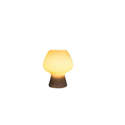 Vintage Ribbed Glass Mushroom Bedside Lamp